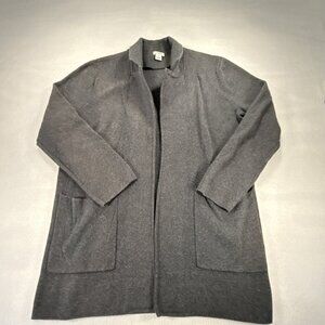 J. Crew Women's Cardigan Sweater Open Front Size Med Gray Long Office